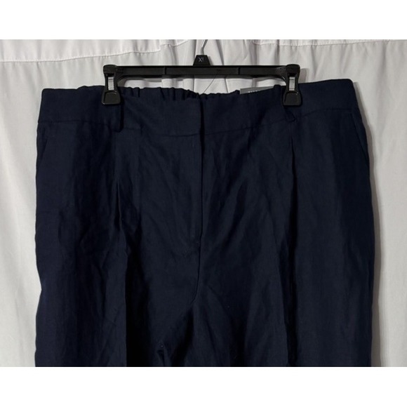 NWT Talbots Bristol Cropped Womens Navy Blue Linen Straight Stretch Pants 16W - Picture 2 of 10